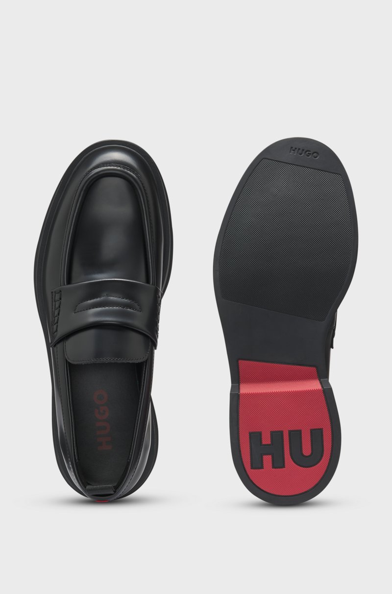 Hugo Boss Mocasines de piel cepillada con tira acolchada Precio de fábrica