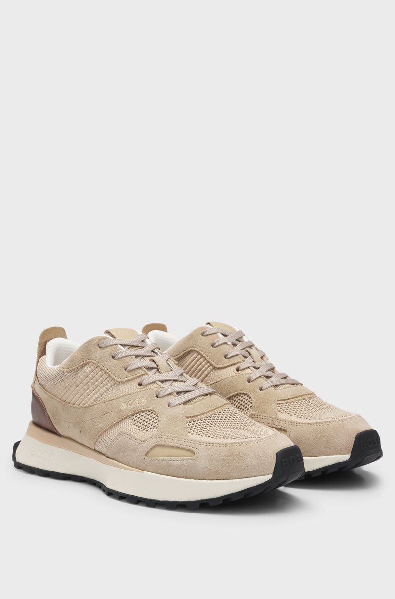 Hugo Boss Deportivas con ribetes de punto y piel bruñida Solo hoy
