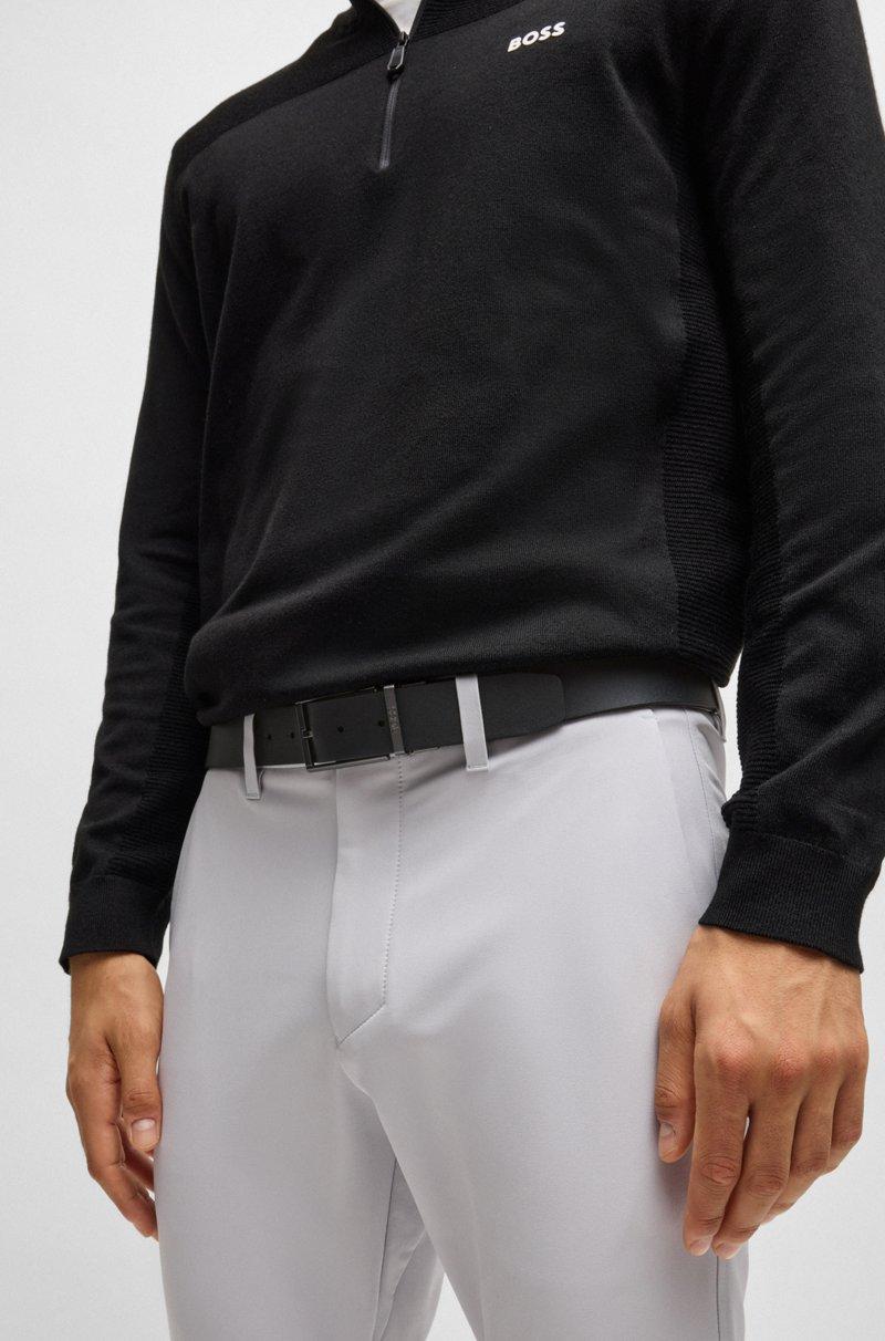 Hugo Boss Cinturón reversible de piel italiana con hebilla con placa y hebijón Última moda