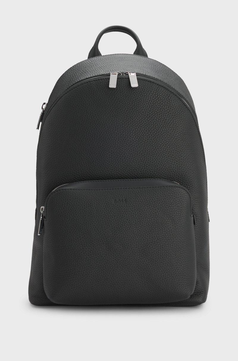 Hugo Boss Mochila de piel italiana granulada con compartimento para dispositivos Descuento por venta flash