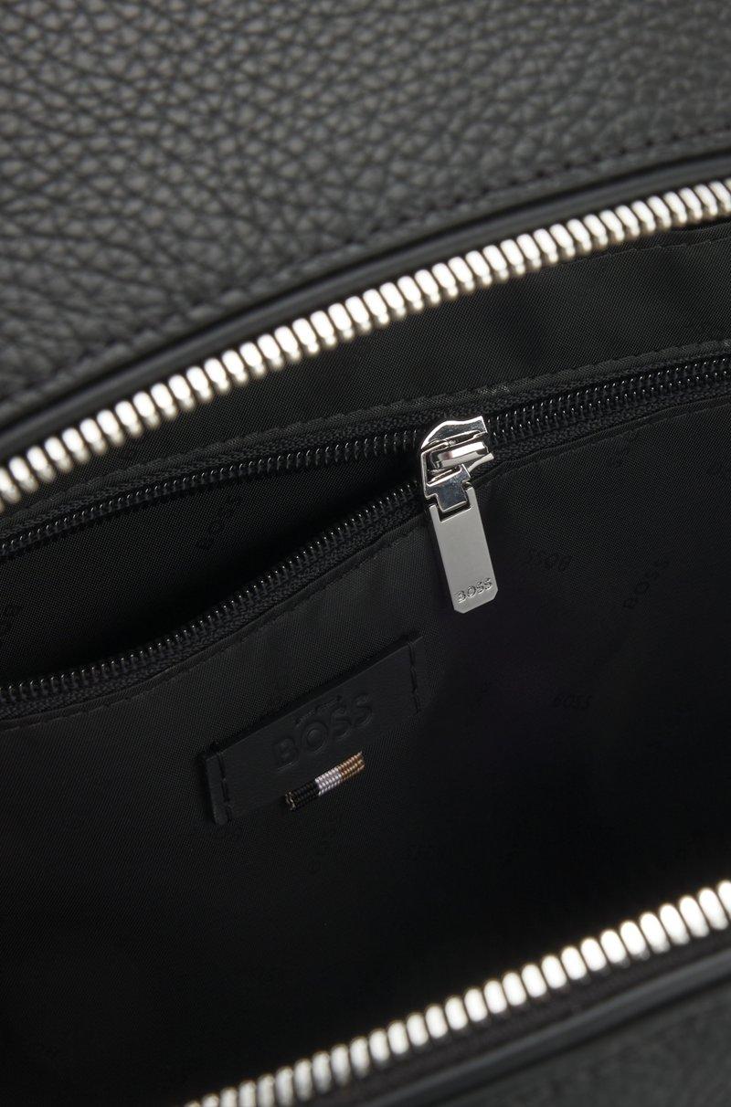 Hugo Boss Mochila de piel italiana granulada con compartimento para dispositivos Descuento por venta flash