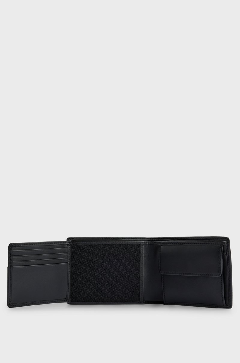 Hugo Boss Cartera de triple hoja de piel con logo grabado y bolsillo monedero Ofertas de temporada