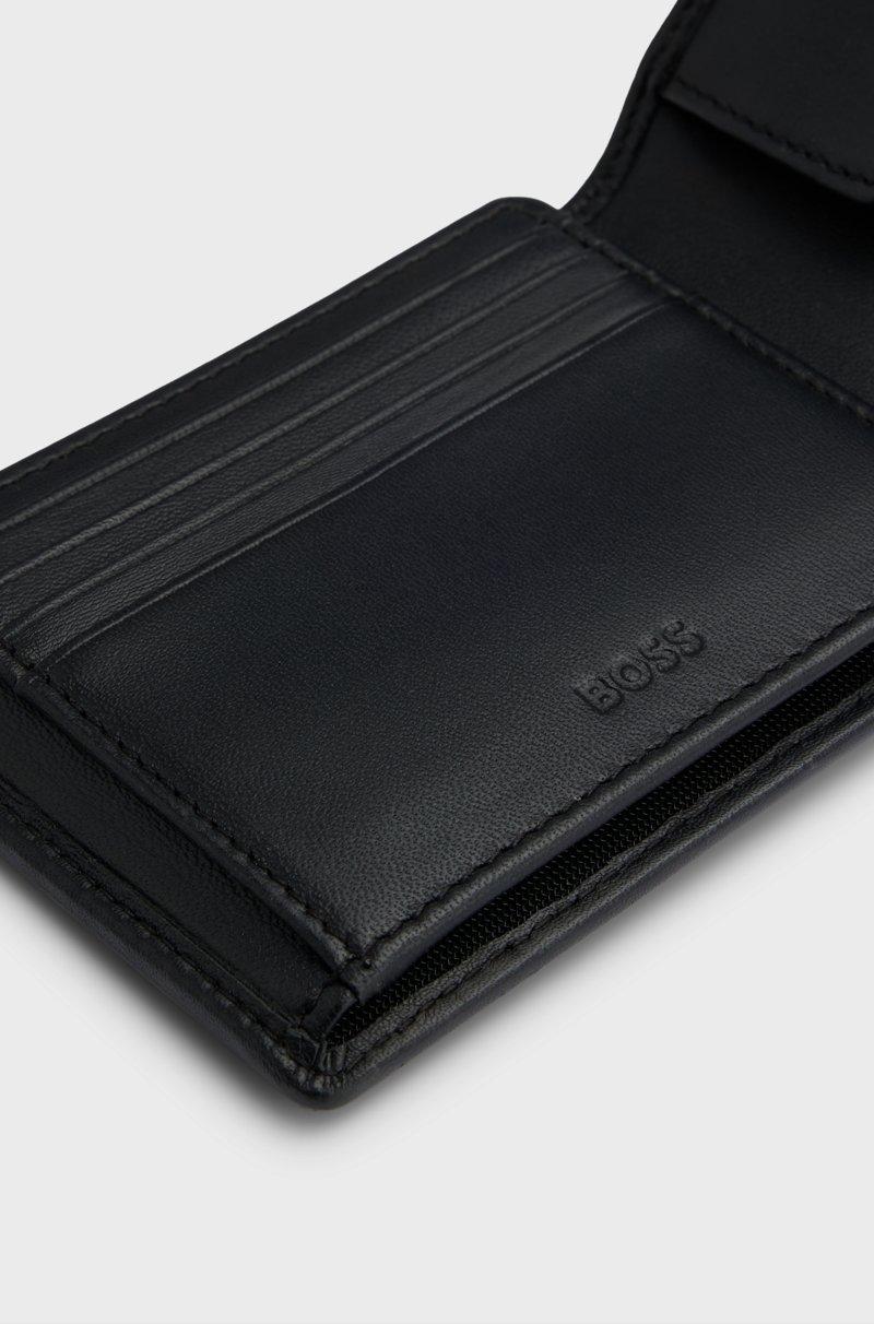 Hugo Boss Cartera de triple hoja de piel con logo grabado y bolsillo monedero Ofertas de temporada