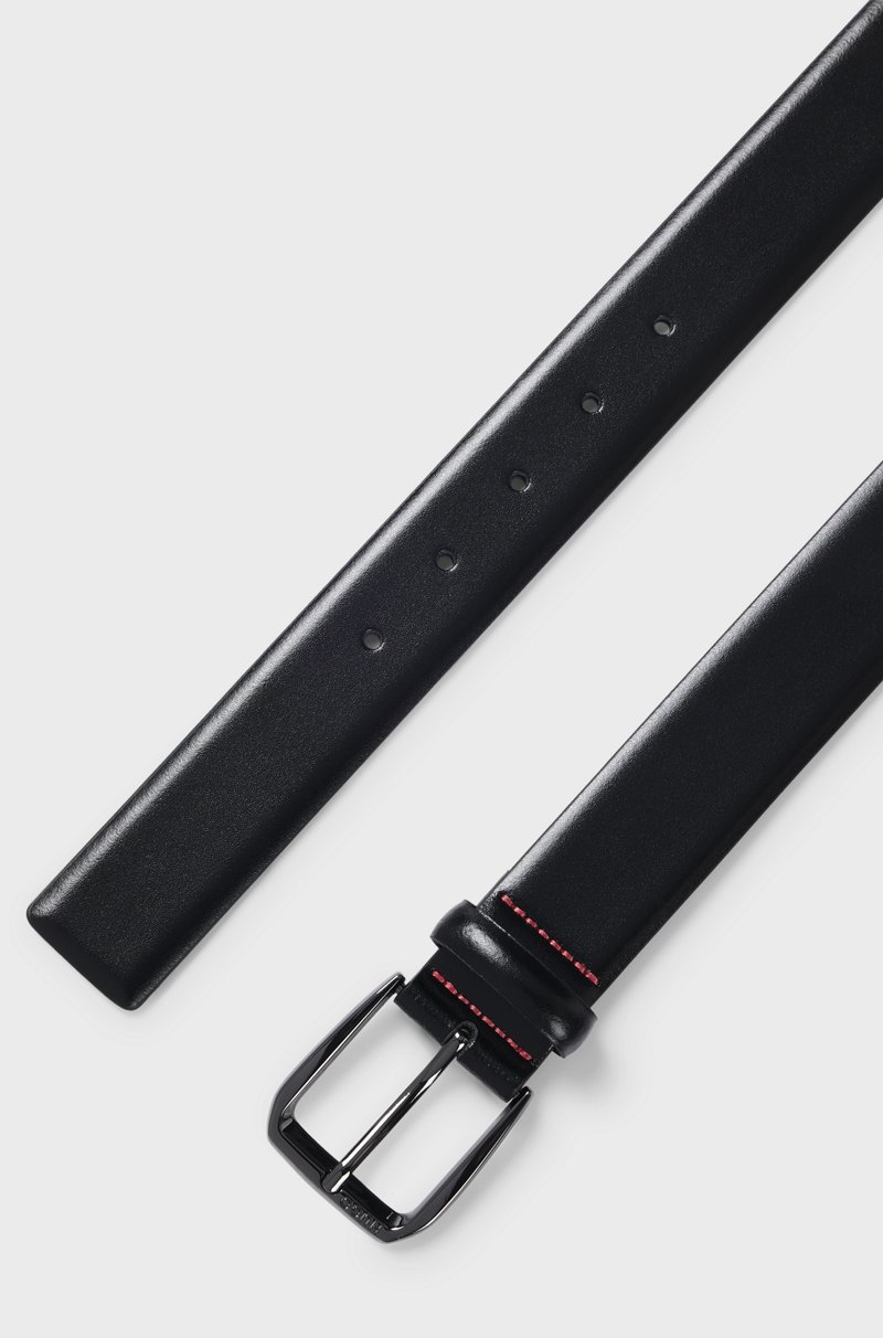 Hugo Boss Cinturón de piel italiana con hebilla de la marca Grandes ahorros