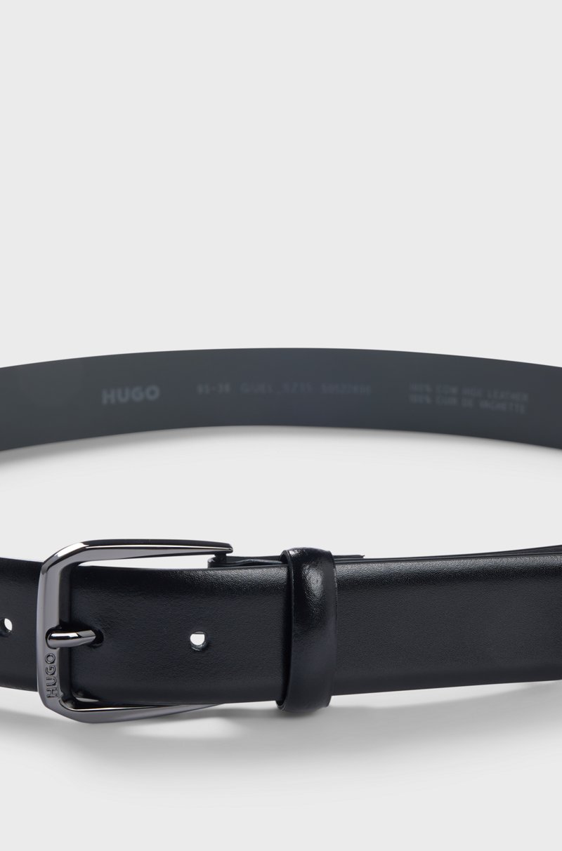 Hugo Boss Cinturón de piel italiana con hebilla de la marca Grandes ahorros