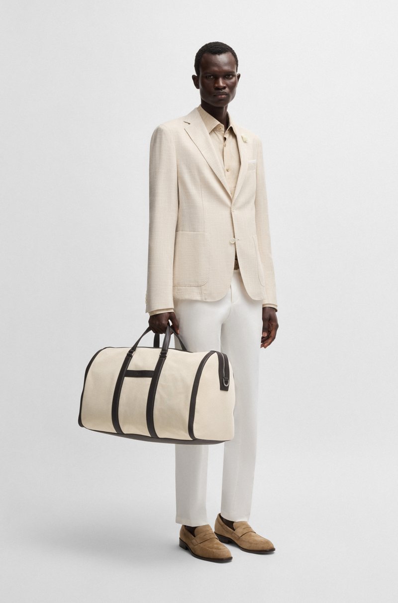 Hugo Boss Bolsa de viaje de lona con apliques de piel Outlet