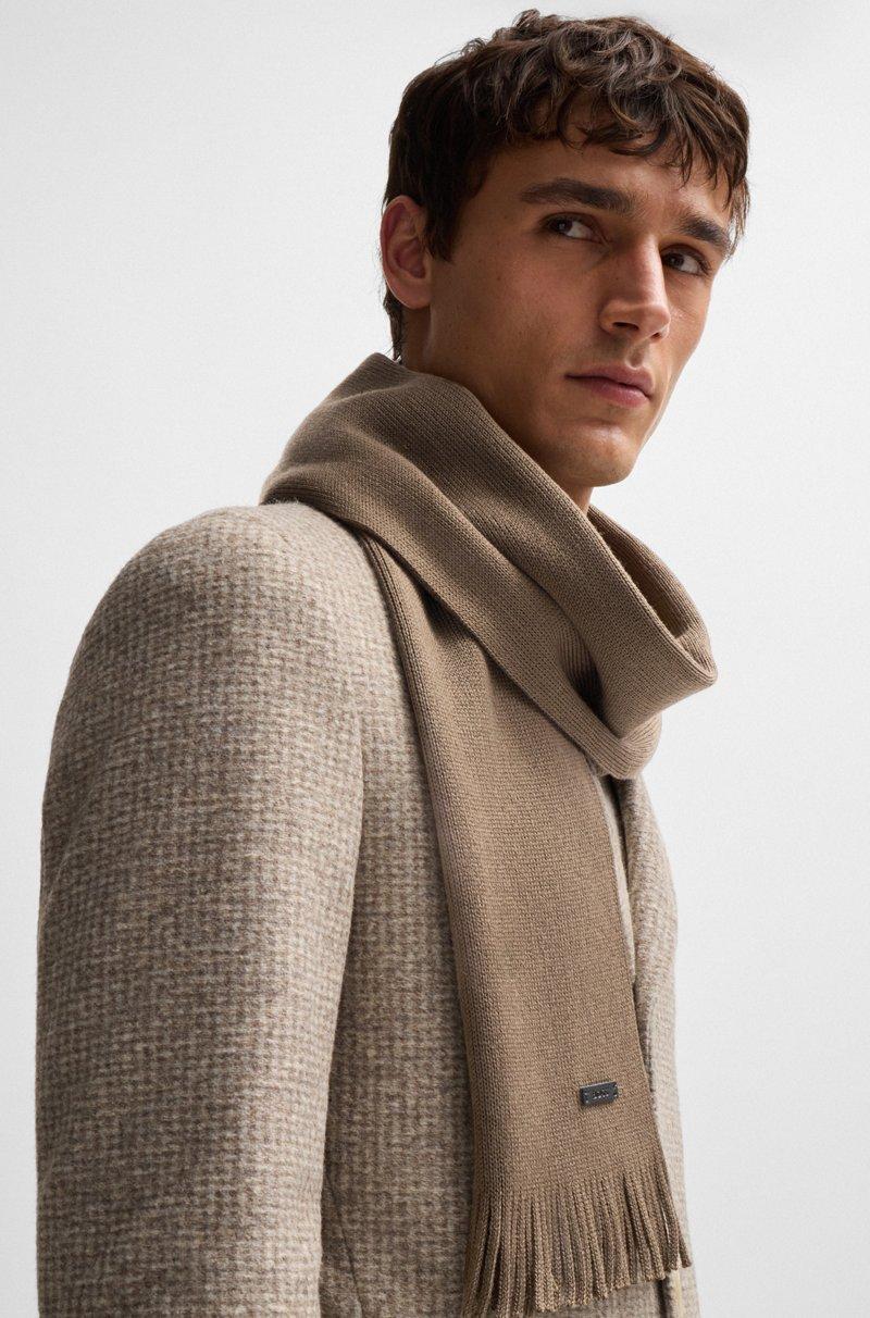 Hugo Boss Bufanda de punto raschel en lana merina Venta caliente