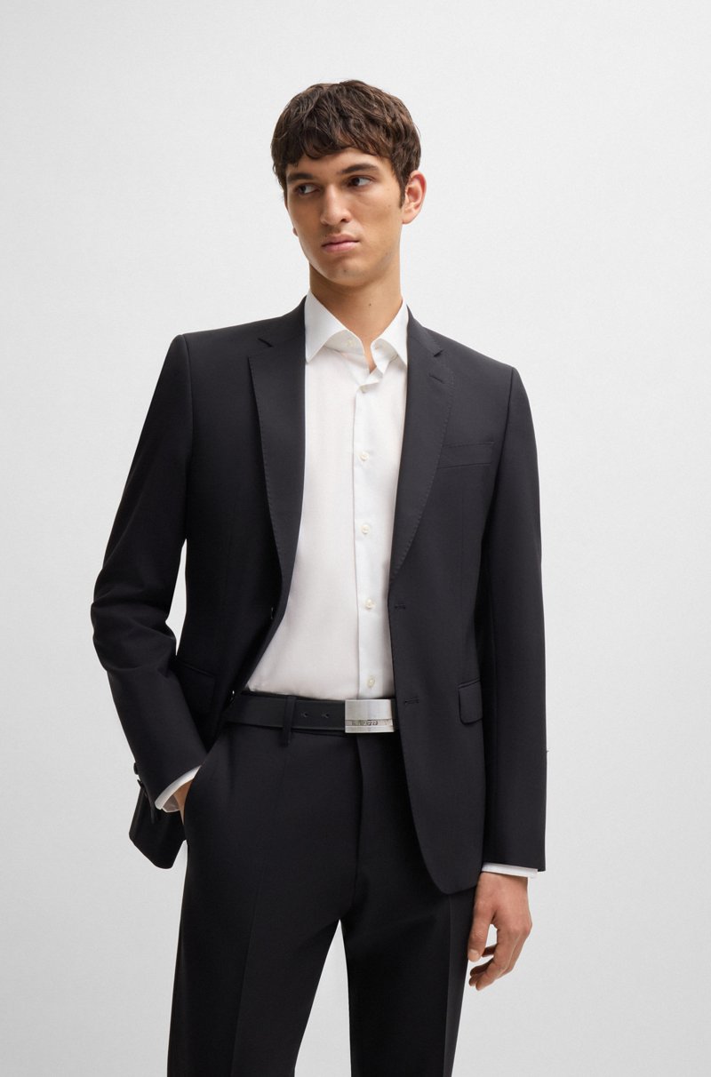 Hugo Boss Cinturón de piel italiana con hebilla con placa y logo Tienda