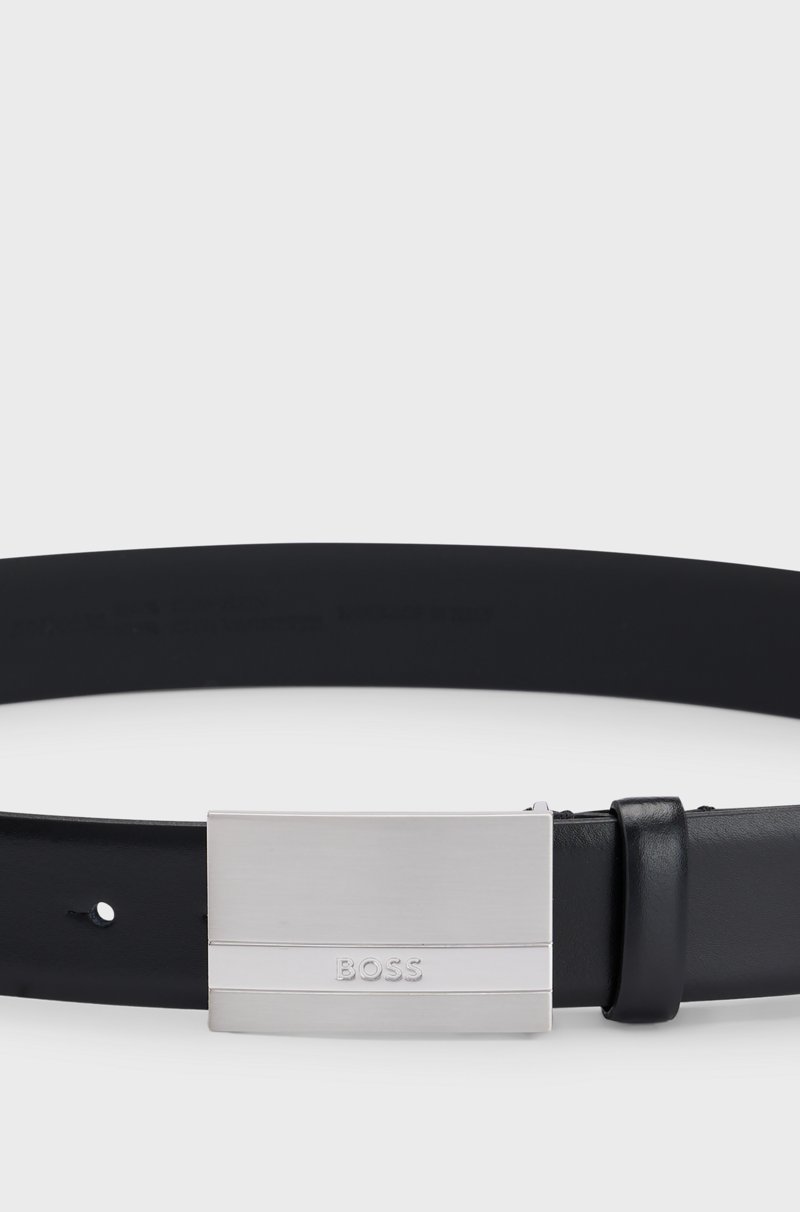 Hugo Boss Cinturón de piel italiana con hebilla con placa y logo Tienda