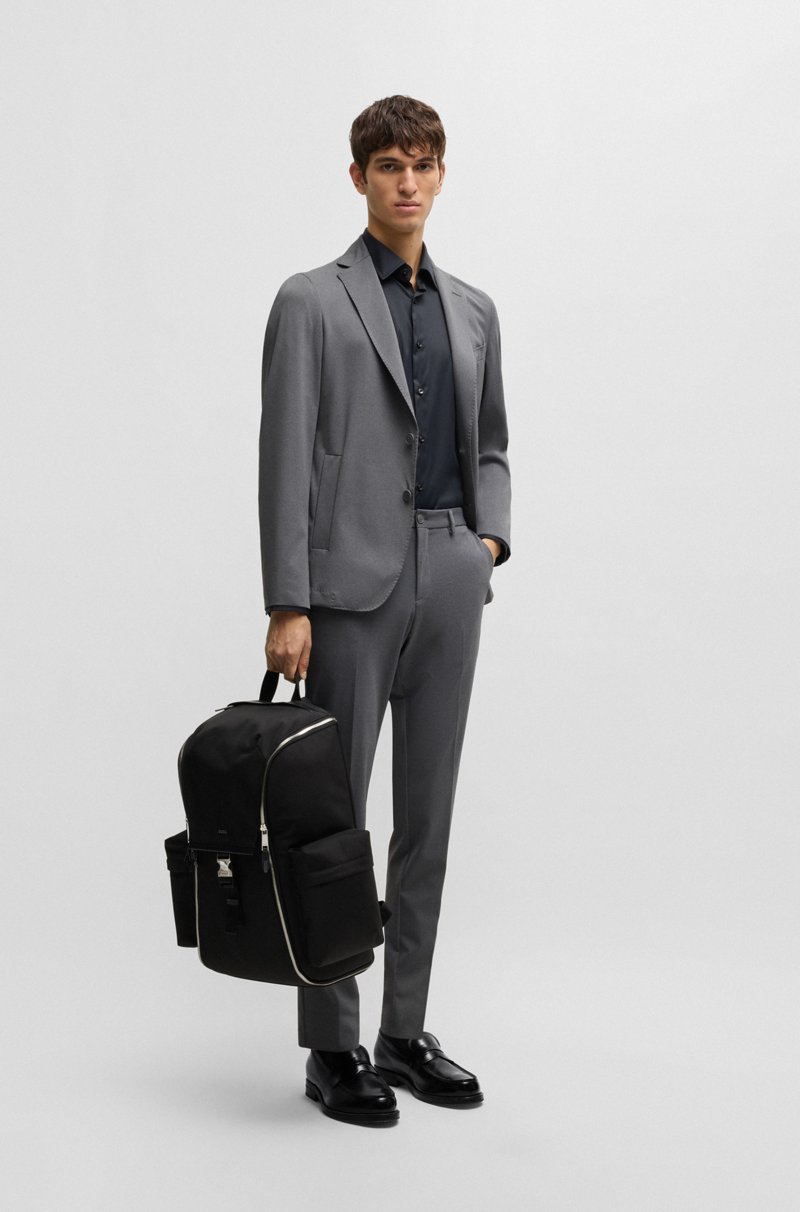 Hugo Boss Mochila de varios bolsillos con cierre de cremallera y ribetes de la marca Mejor oferta