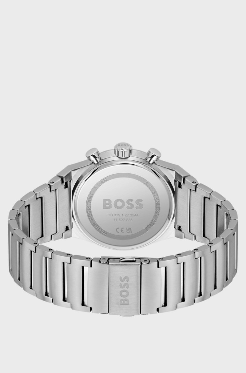 Hugo Boss Cronógrafo de acero en tono plateado con esfera verde COMPRAR AHORA