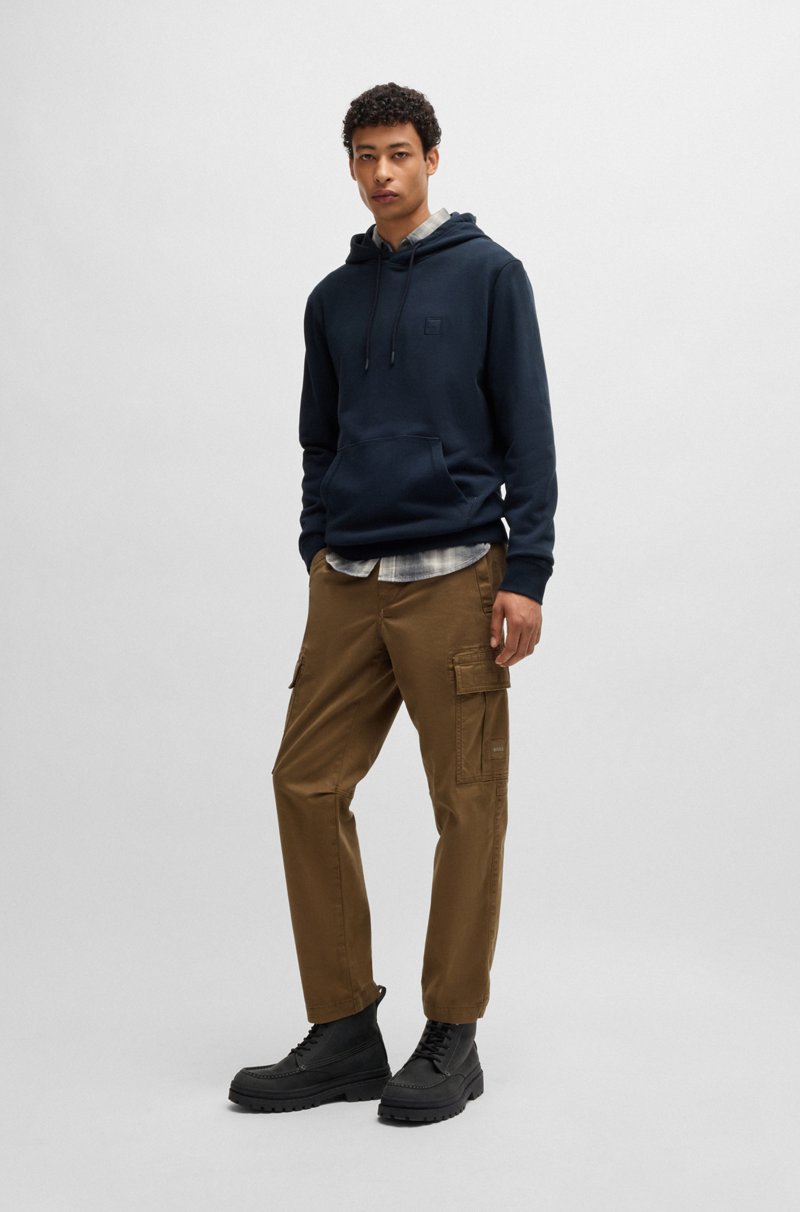 Hugo Boss Sudadera con capucha regular fit de felpa de algodón con parche de logo ÚLTIMAS EDICIONES