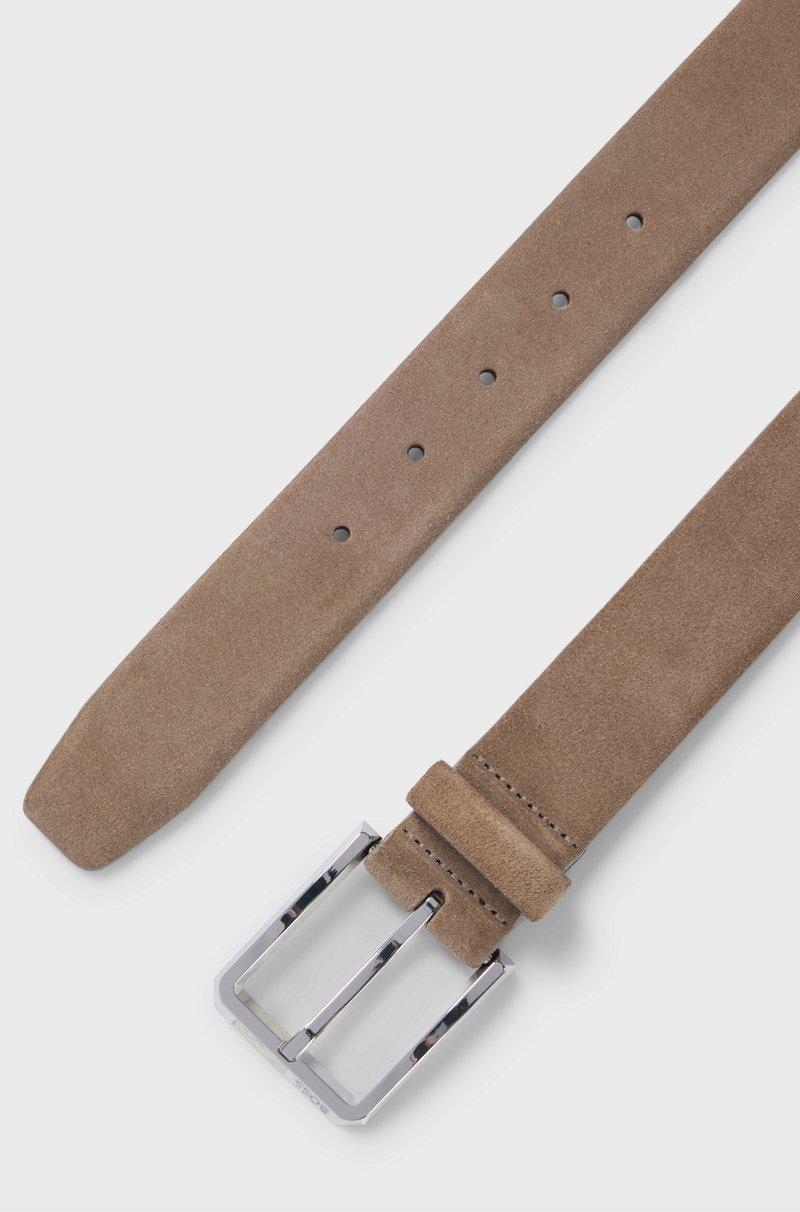 Hugo Boss Cinturón de ante con hebilla pulida Oferta especial de fábrica