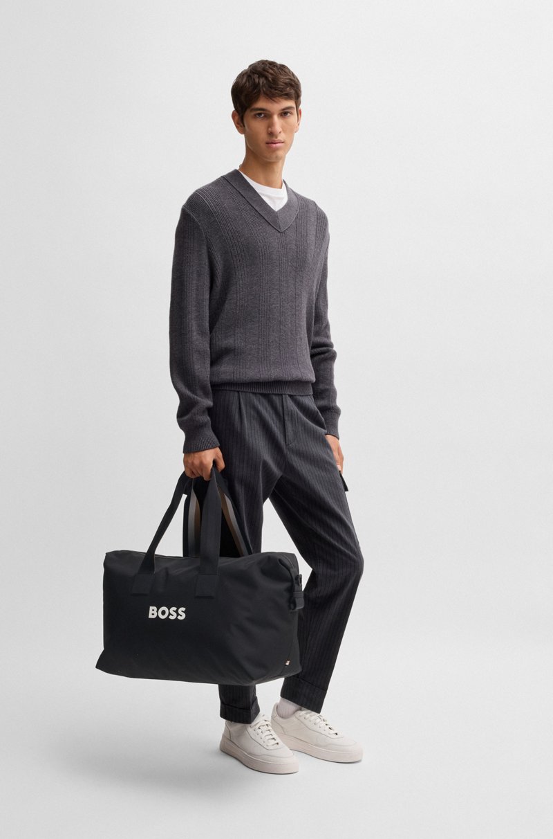 Hugo Boss Bolsa de viaje con logo en contraste y correa desmontable Grandes descuentos