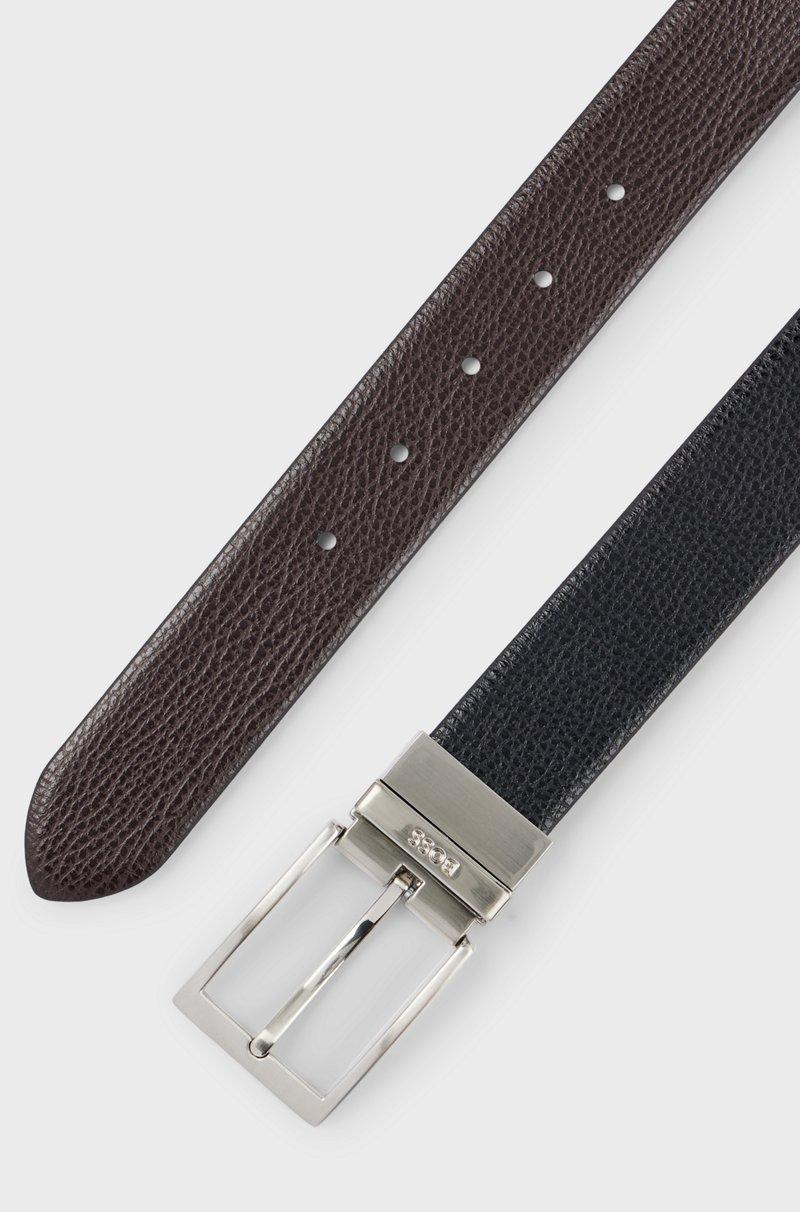 Hugo Boss Cinturón reversible de piel italiana granulada con logo en la trabilla Liquidación