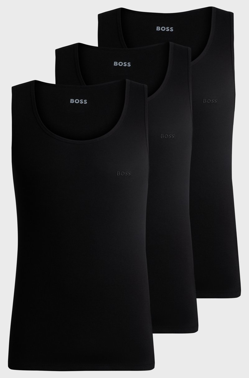 Hugo Boss Paquete de tres camisetas de tirantes de algodón con logo bordado Limitado a 3 días