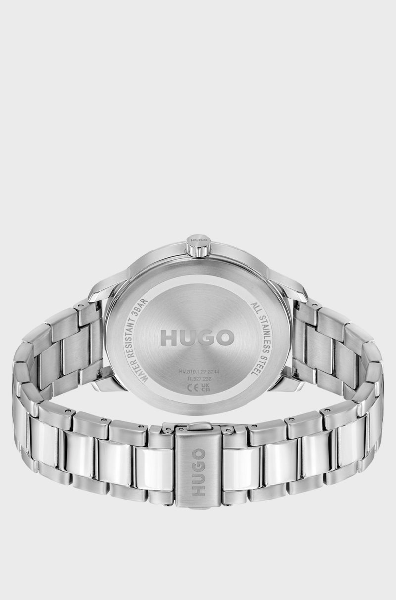 Hugo Boss Reloj de esfera negra con pulsera de eslabones de acero inoxidable Precios de Black Friday