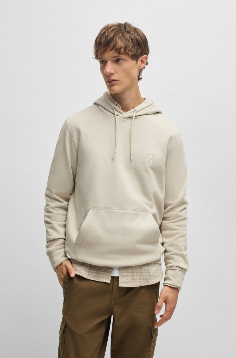 Hugo Boss Sudadera con capucha regular fit de felpa de algodón con parche de logo Oferta exclusiva