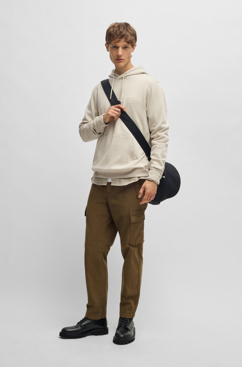 Hugo Boss Sudadera con capucha regular fit de felpa de algodón con parche de logo Oferta exclusiva
