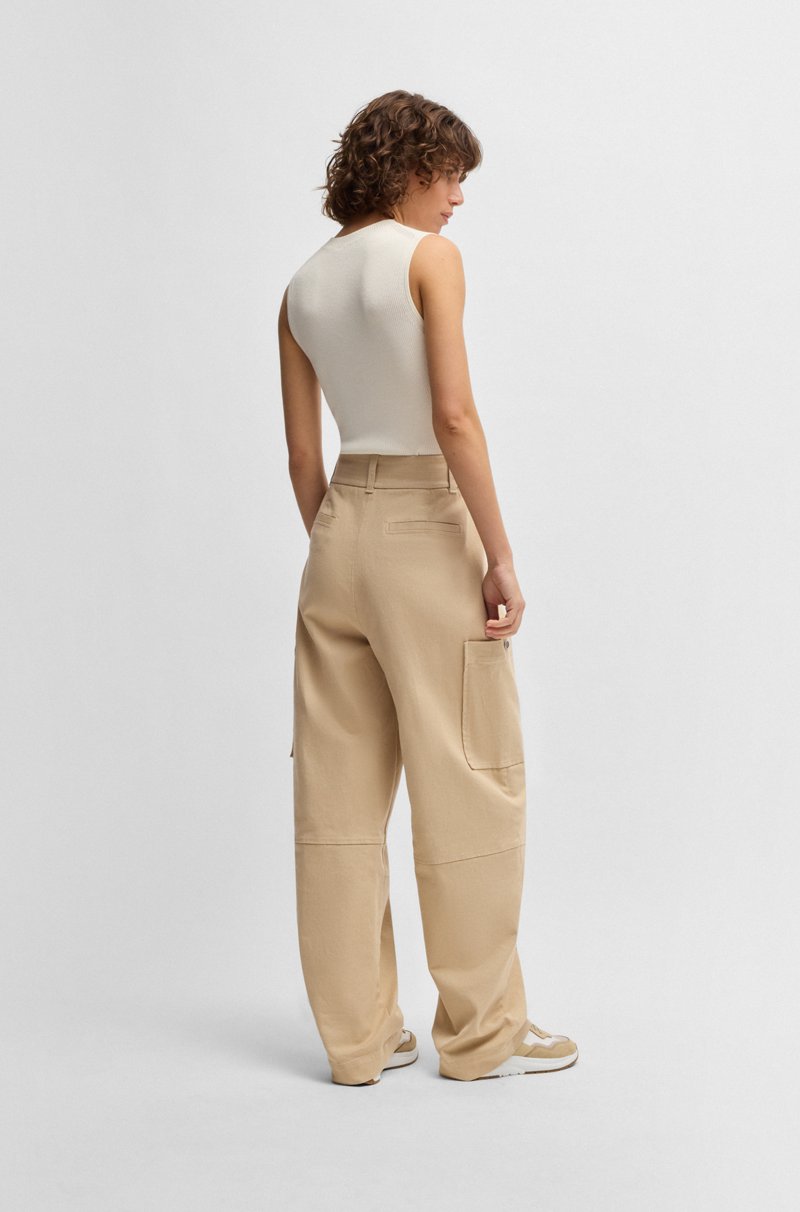Hugo Boss Pantalones relaxed fit de sarga de algodón elástico Ofertas especiales