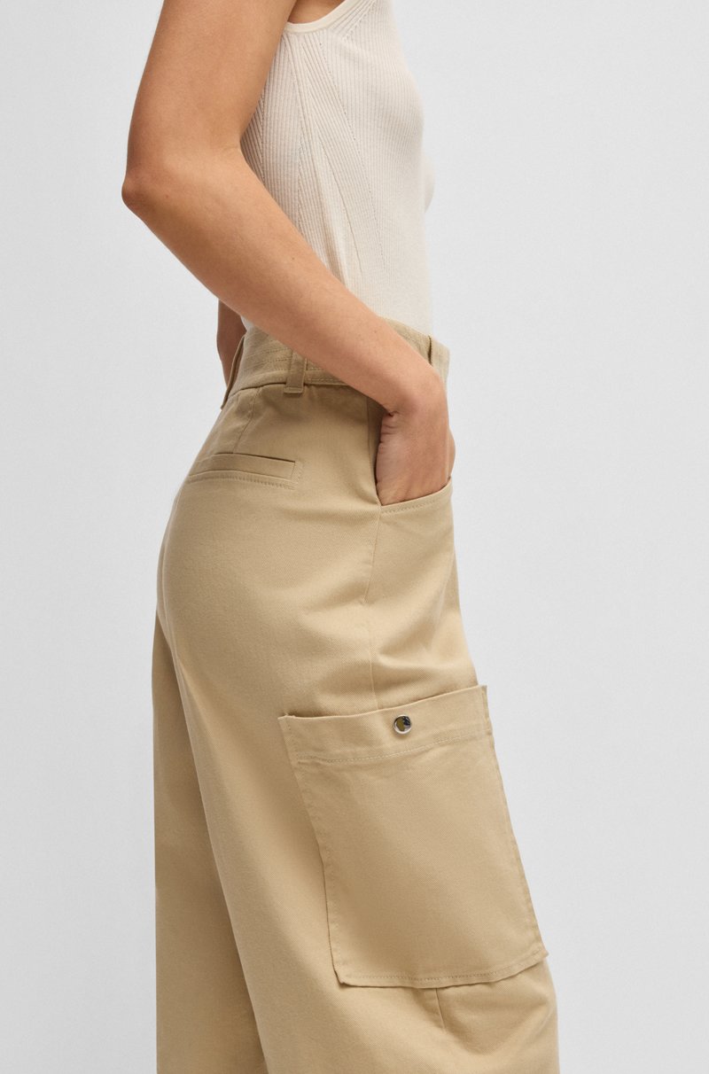 Hugo Boss Pantalones relaxed fit de sarga de algodón elástico Ofertas especiales