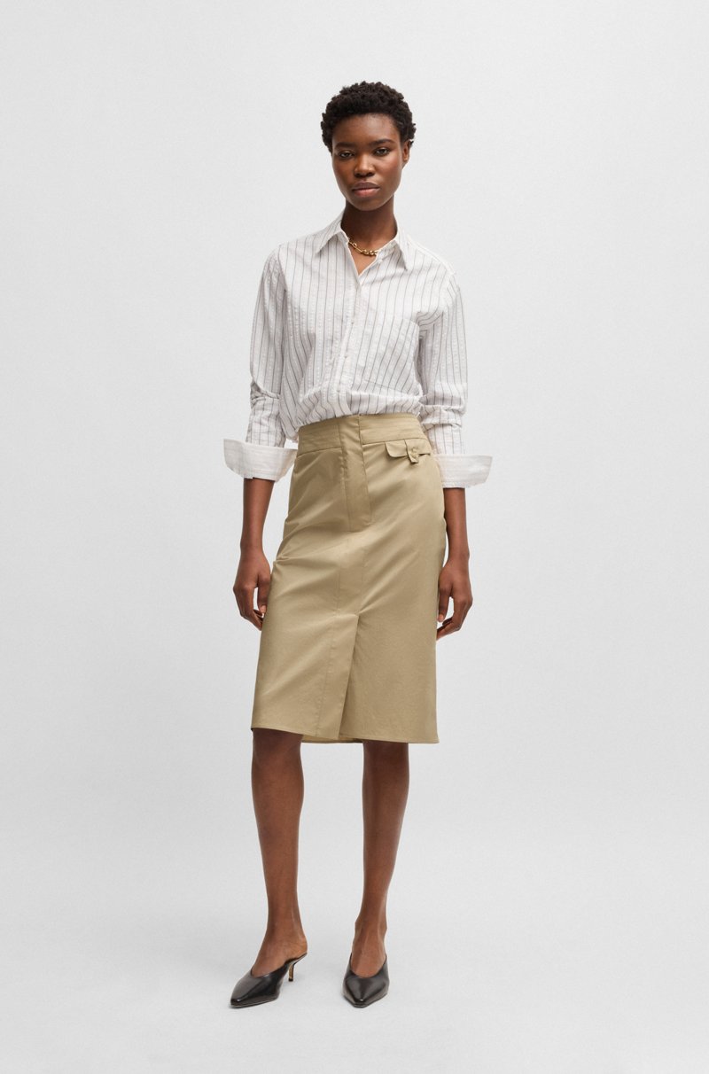 Hugo Boss Falda de algodón elástico con detalle de bolsillo 2025