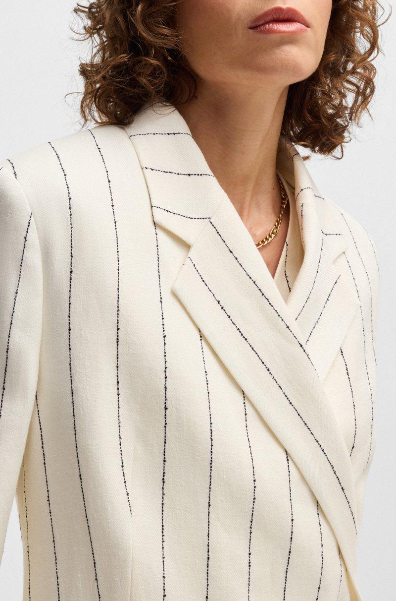 Hugo Boss Chaqueta de traje relaxed fit en bouclé de mezcla de lino a rayas Ofertas