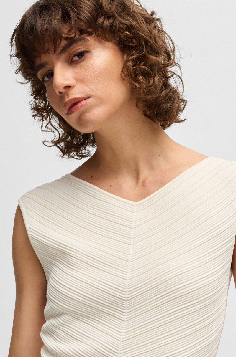 Hugo Boss Top con cuello en pico y estructura de punto Venta caliente