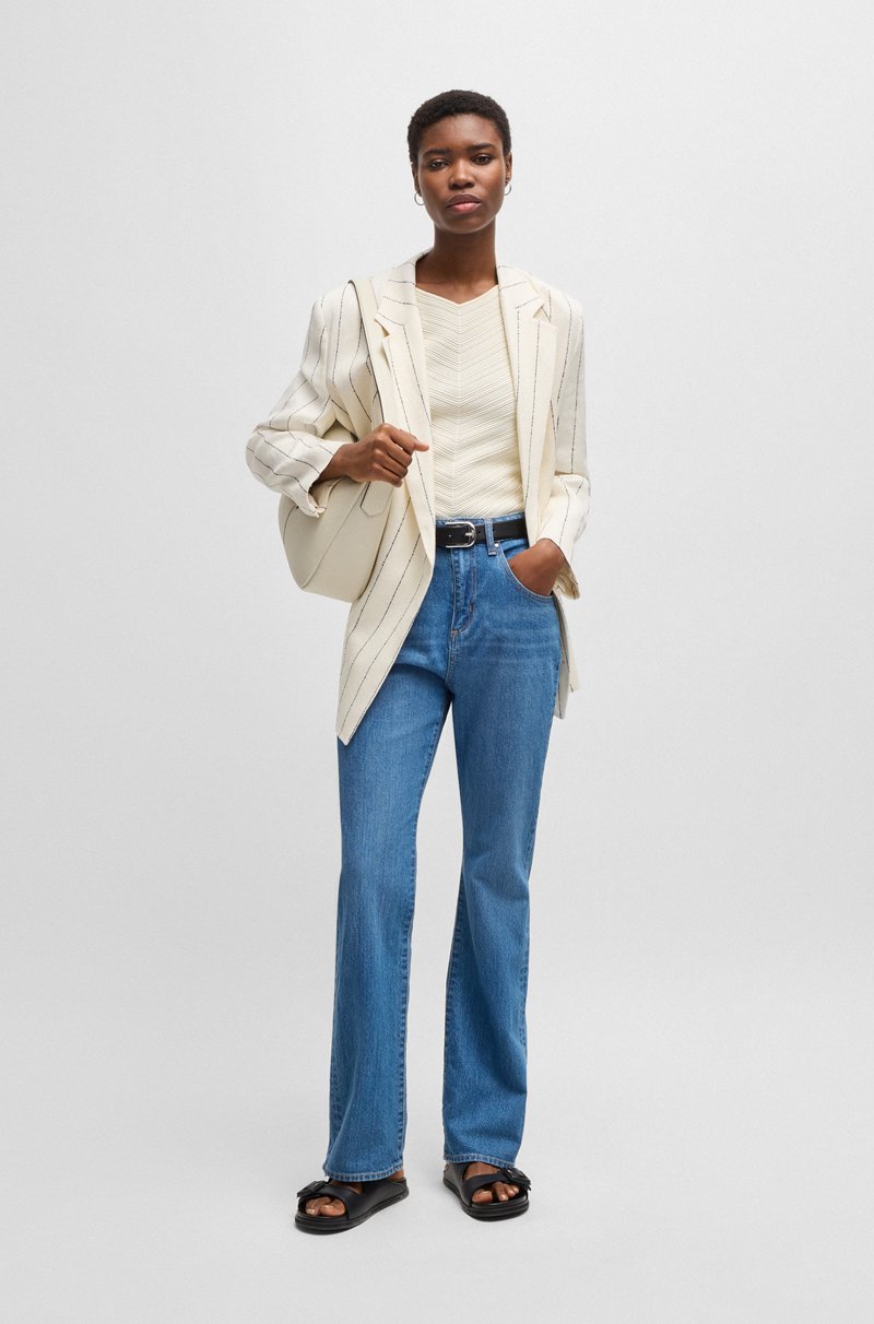 Hugo Boss Vaqueros acampanados de denim elástico y cómodo en tono azul En oferta