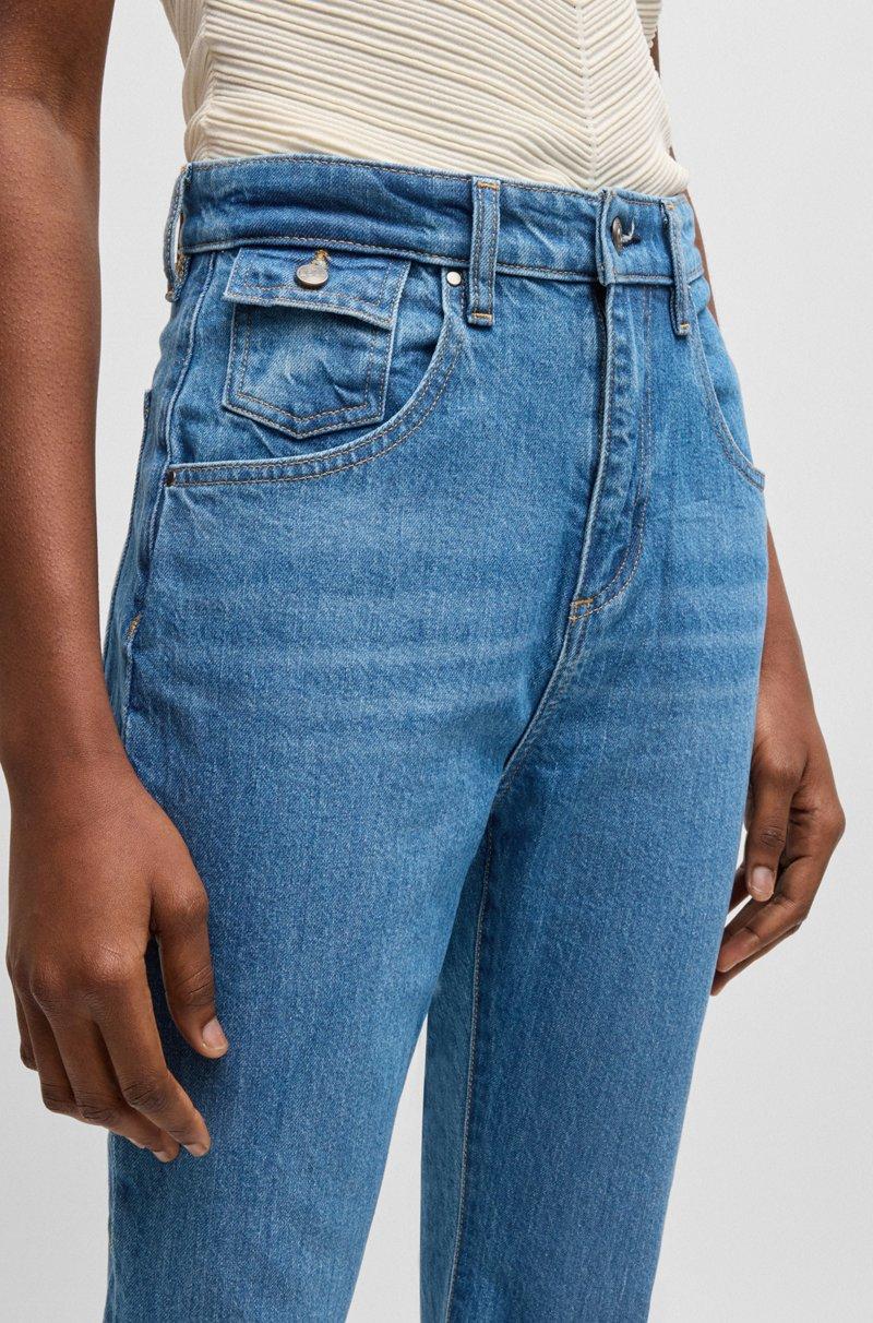 Hugo Boss Vaqueros acampanados de denim elástico y cómodo en tono azul En oferta