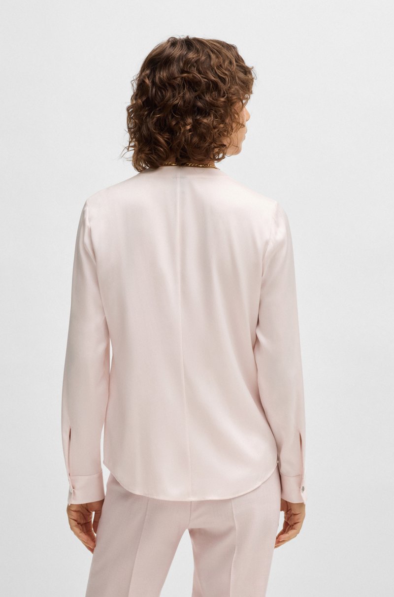 Hugo Boss Blusa sin cuello regular fit en seda con elástico Rebajas de fábrica