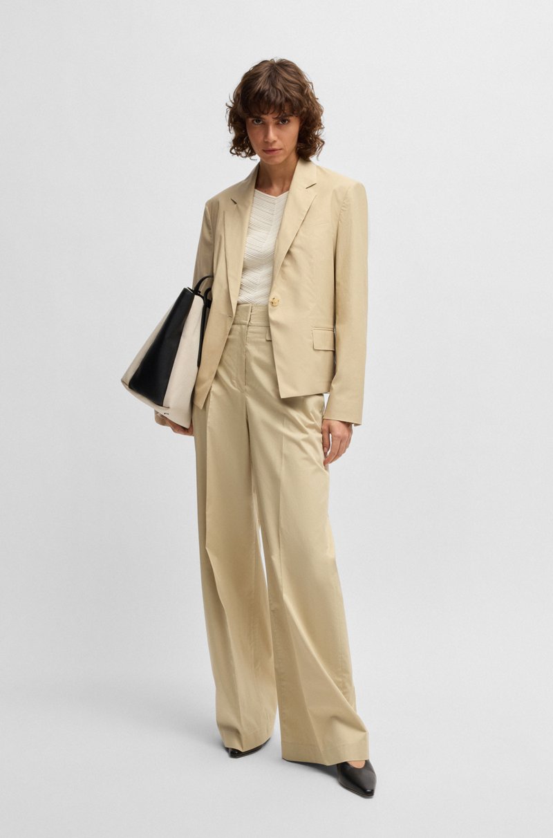 Hugo Boss Pantalones regular fit de talle alto en algodón elástico vaporoso Tienda