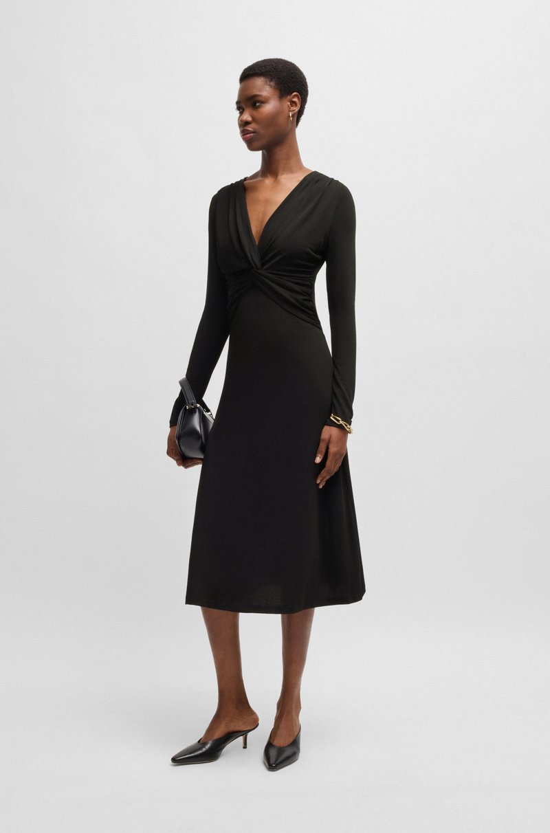 Hugo Boss Vestido de crepé elástico con detalle cruzado en la parte delantera Envío gratis