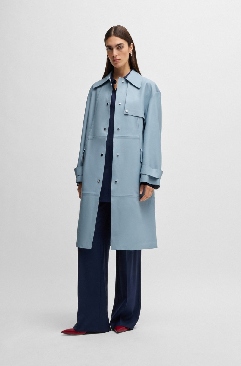 Hugo Boss Gabardina de piel con ribetes plateados Oferta especial