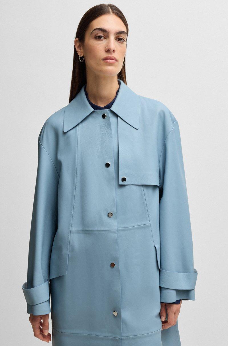 Hugo Boss Gabardina de piel con ribetes plateados Oferta especial