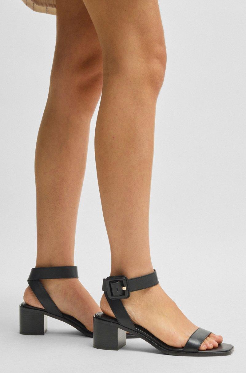 Hugo Boss Sandalias de piel con tacón en bloque Grandes descuentos
