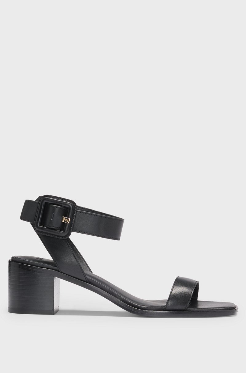 Hugo Boss Sandalias de piel con tacón en bloque Grandes descuentos