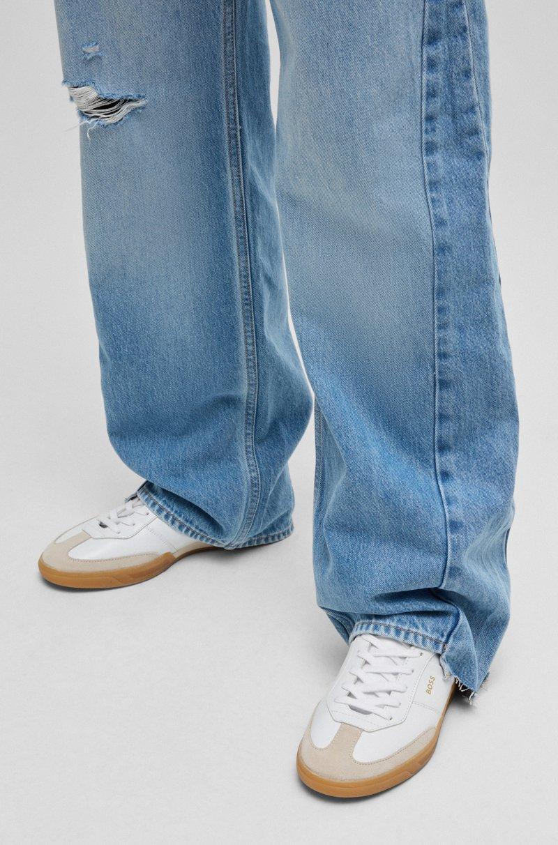 Hugo Boss Deportivas de piel con cordones y ribetes de ante Descuentos del mes