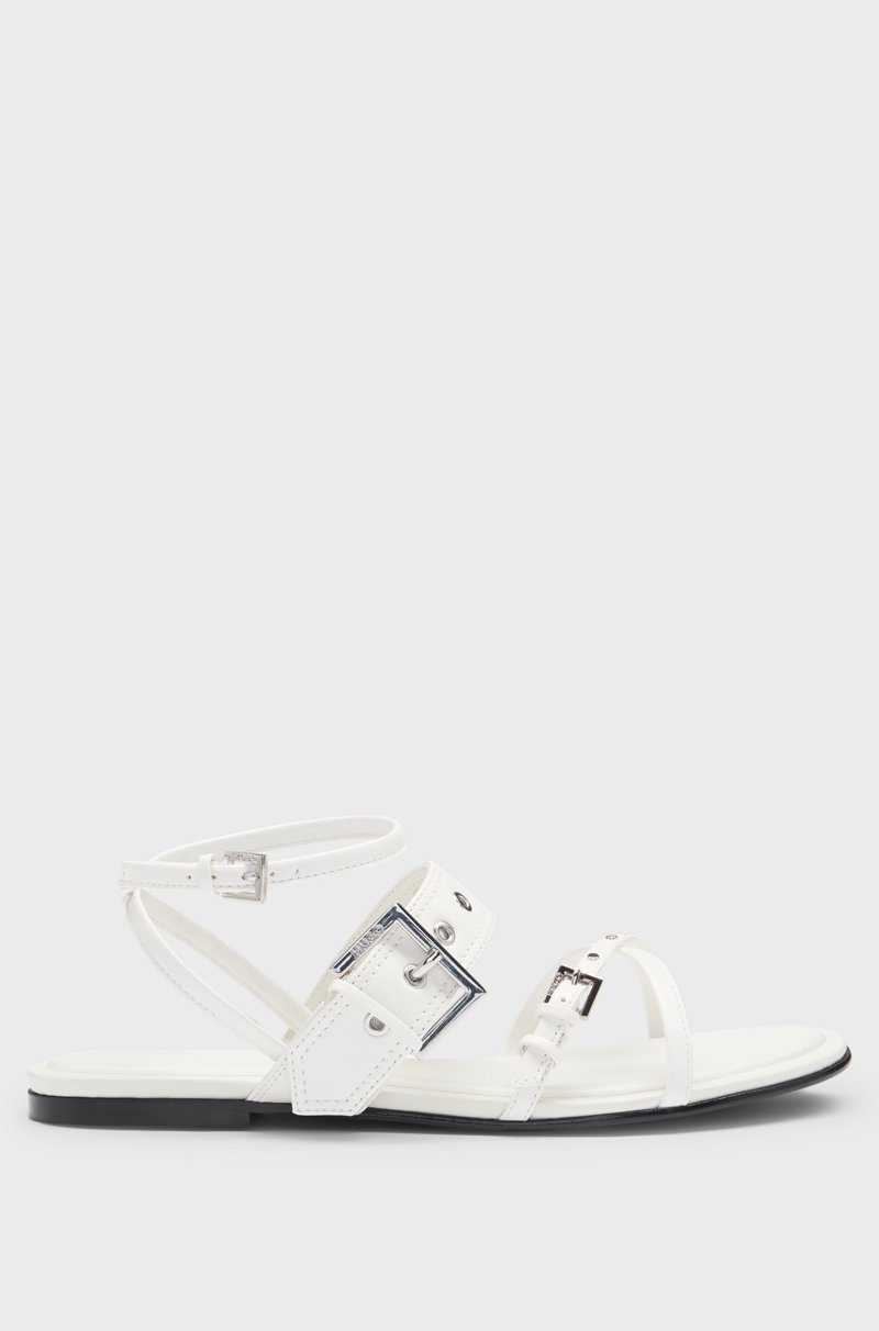 Hugo Boss Sandalias de piel con remaches y ojales metalizados Última moda
