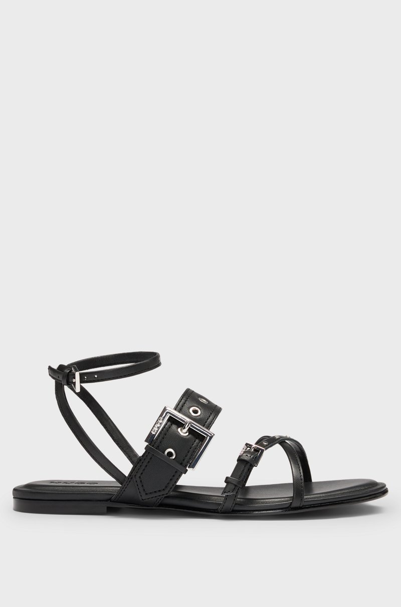 Hugo Boss Sandalias de piel con remaches y ojales metalizados Descuento por venta flash