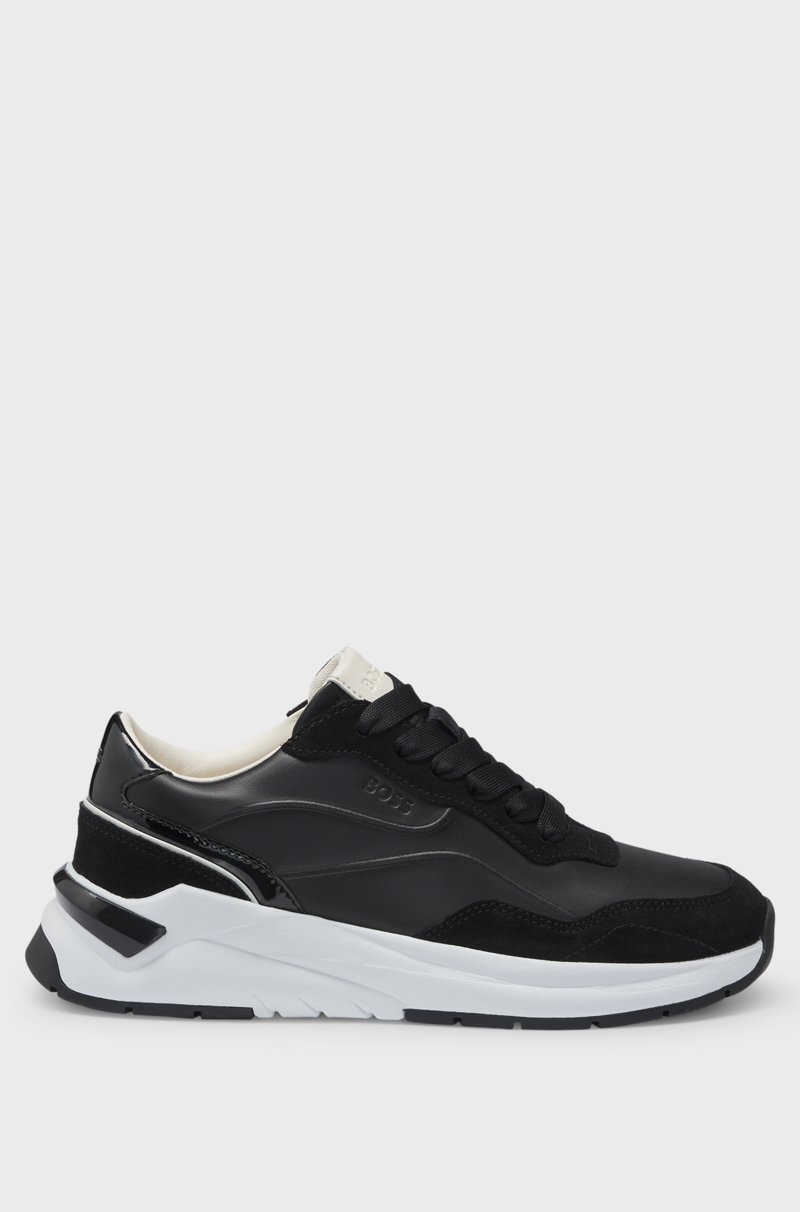 Hugo Boss Deportivas con cordones en mezcla de diferentes materiales con ribetes de ante Grandes ahorros
