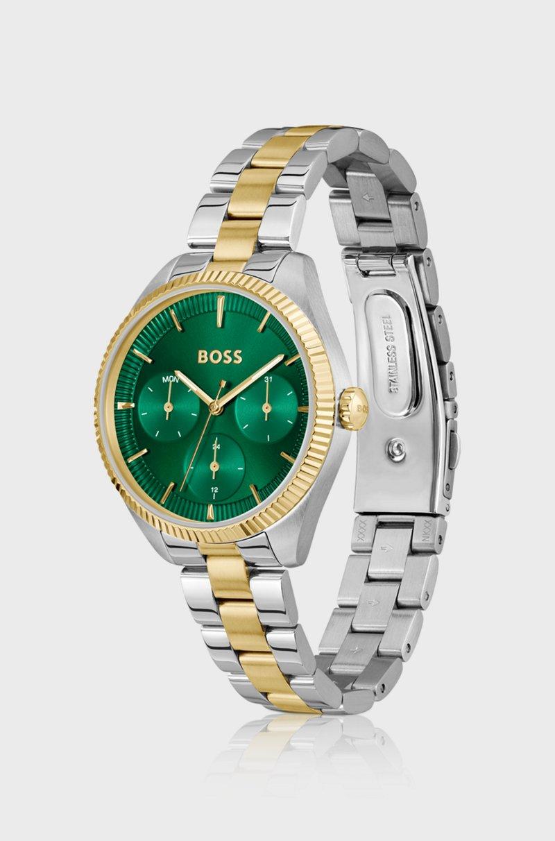 Hugo Boss Reloj en dos tonos con bisel acanalado Outlet