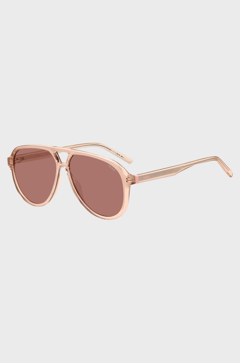 Hugo Boss Gafas de sol con puente doble en acetato color rosa Ventas relámpago