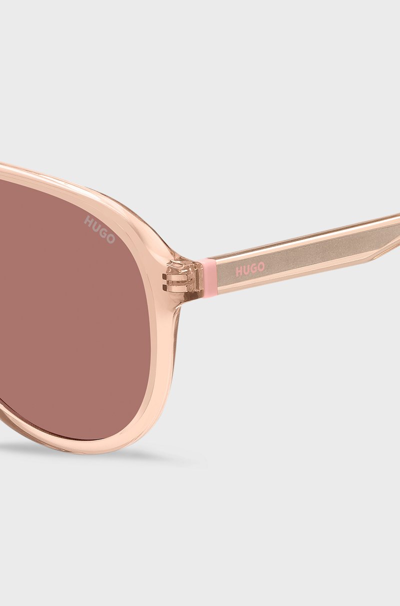 Hugo Boss Gafas de sol con puente doble en acetato color rosa Ventas relámpago