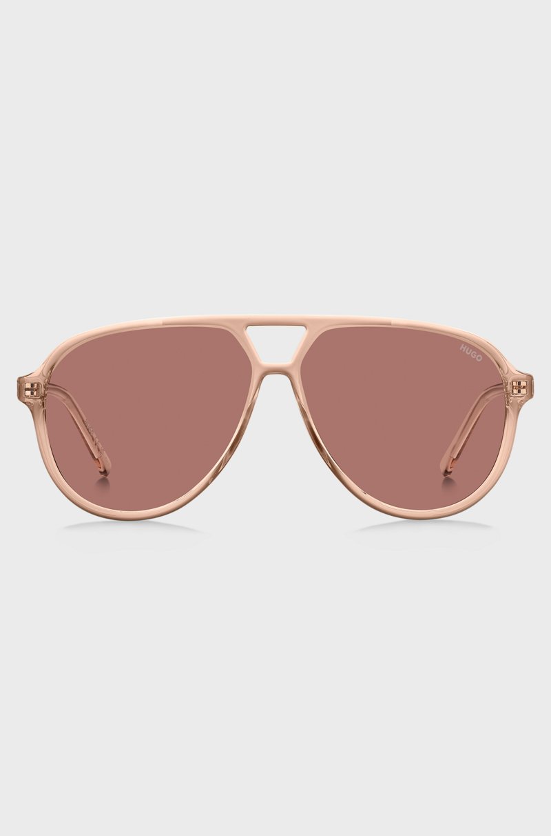 Hugo Boss Gafas de sol con puente doble en acetato color rosa Ventas relámpago