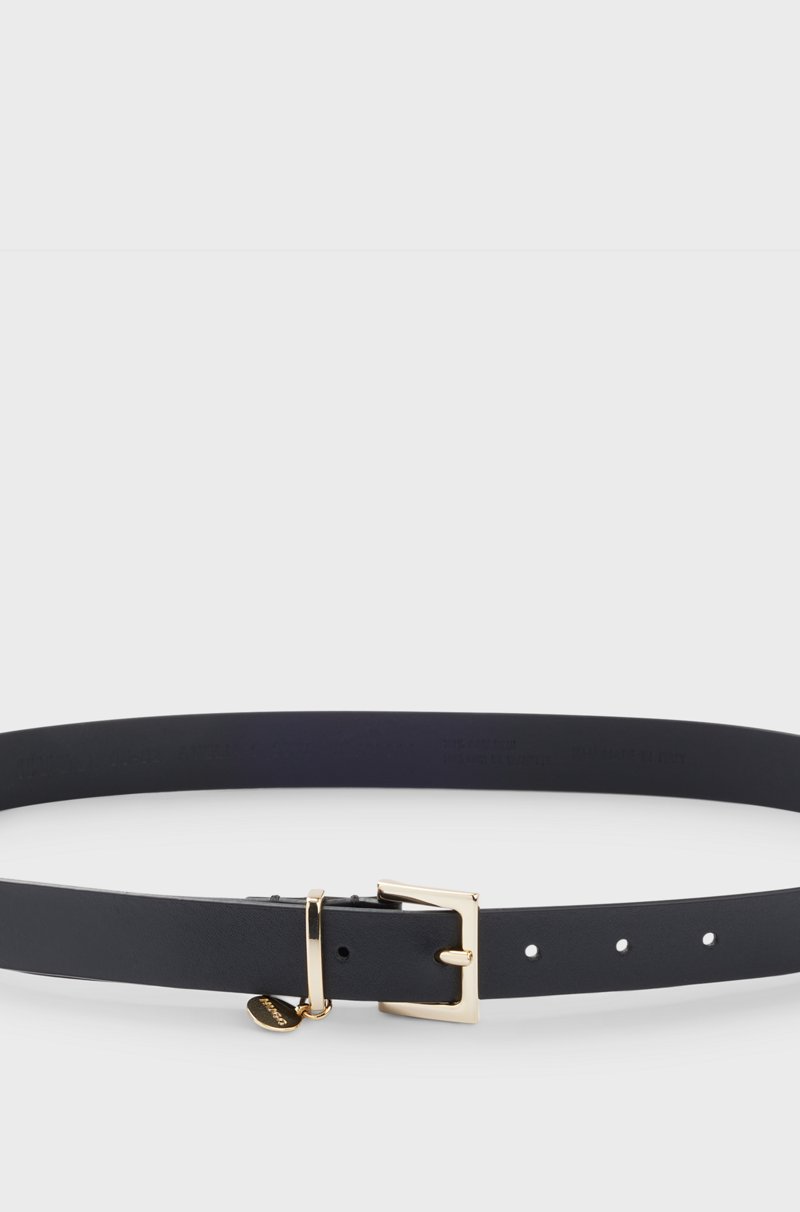 Hugo Boss Cinturón de piel italiana con colgante de logo dorado Envío gratis