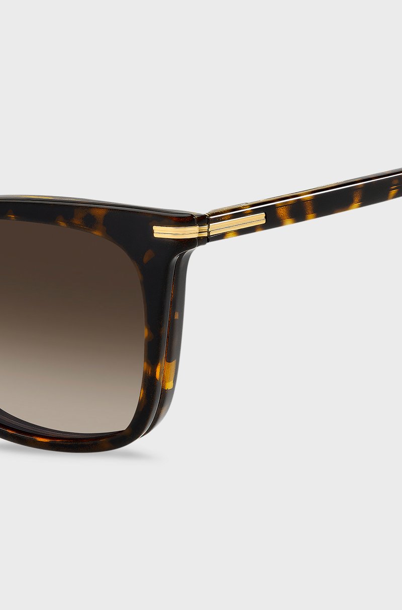 Hugo Boss Montura para gafas graduadas de acetato Habana con lentes oscuras de clip Último día