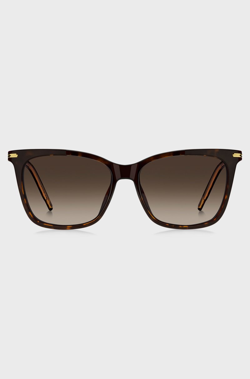Hugo Boss Montura para gafas graduadas de acetato Habana con lentes oscuras de clip Último día