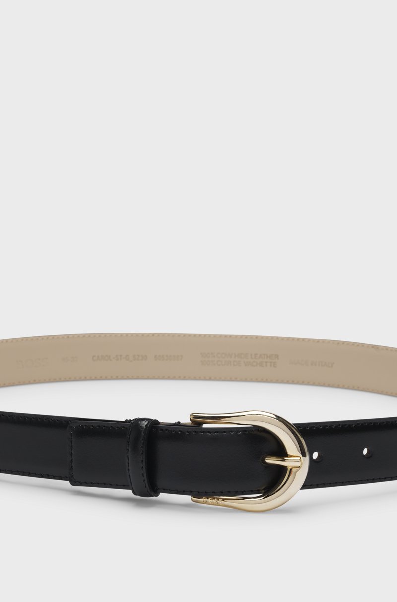 Hugo Boss Cinturón de piel italiana con hebilla con logo Oferta especial de fábrica