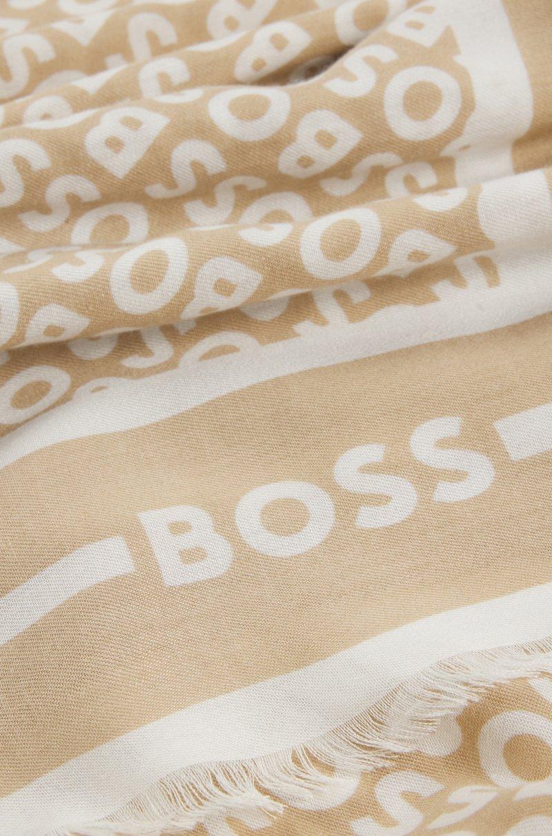 Hugo Boss Pañuelo de modal y seda con logo estampado Superdescuento